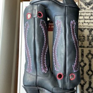 NIB Olathe Boot Company 18" Black Cowboy Ranch Boots w Stitching Mens Size 9 EEE